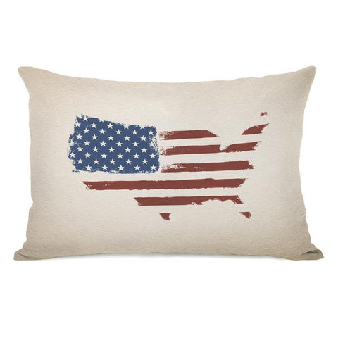 USA Map Flag Throw Pillow by