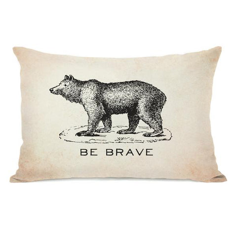 Vintage Bear Be Brave Throw Pillow by OBC