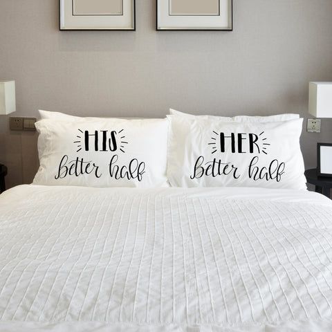 His Her Better Half - Black Set of Two Pillow Case by OBC 20 X 30