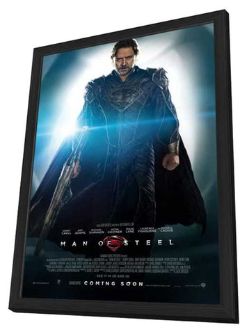 Man of Steel 11 x 17 Movie Poster - UK Style B - in Deluxe Aluminum Frame