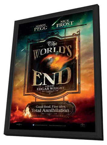 The World's End 11 x 17 Movie Poster - UK Style A - in Deluxe Aluminum Frame
