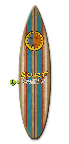 Blue Stripes w/Sun Surfboard Wood 8x32