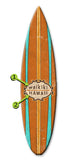 Orange Surfboard with Turquoise Stripes Wood 8x32