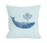 Damask Whale Sea - Multi Throw Pillow by Terry Fan 18 X 18