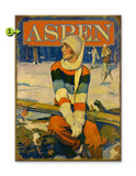 Ski Girl In Striped Sweater Metal 23x31