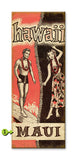 Hawaiian Hula Dancer and Surfer Metal 14x36