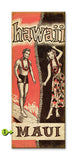 Hawaiian Hula Dancer and Surfer Metal 17x44