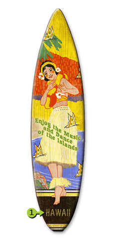 Enjoy the Music and Dance Surfboard Wood 8x32