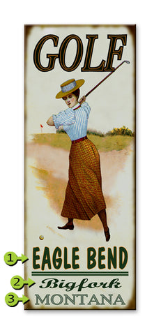 Golf Clubhouse (Lady Golfer) Metal 14x36
