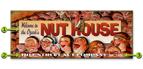 Nuthouse Sign for Peanut Vendors or Unique Families! Metal 17x44