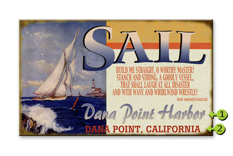 Sailing Port Sign (with Quote) Wood 28x48
