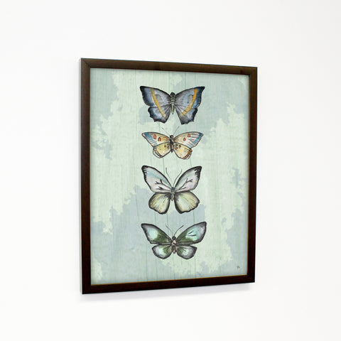World Of Butterflies - Blue - Walnut Canvas Image Box by Jennifer Rizzo Design 11 X 14