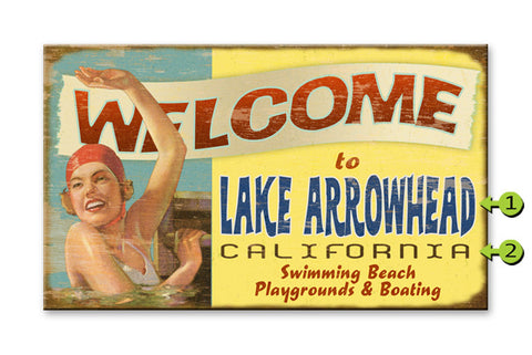 Waving Swimmer Wood 28x48