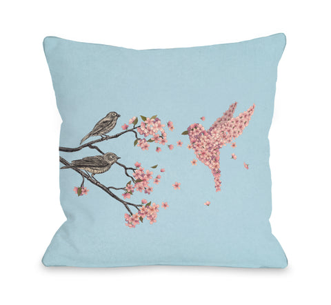 Blossom Bird Sky - Multi Throw Pillow by Terry Fan 18 X 18