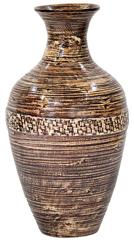 ArtFuzz 20 inch Spun Bamboo Vase - Bamboo in Distressed Brown