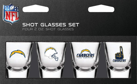 NFL Los Angeles Chargers Shot Glass Set4 Pack Shot Glass Set, Team Colors, One Size