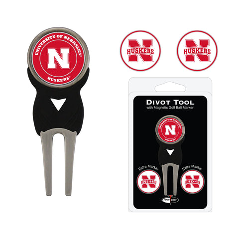 Team Golf NCAA Divot Tool with 3 Golf Ball Markers Pack, Markers are Removable Magnetic Double-Sided Enamel