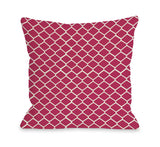 One Bella Casa Fence - Raspberry Ivory Throw Pillow by OBC 18 X 18