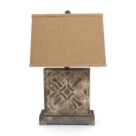 ArtFuzz 25 inch X 25 inch X 8 inch Brown Vintage Table Lamp with Khaki Linen Shade