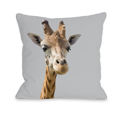 Ahead Giraffe Throw Pillow by Rachael Hale
