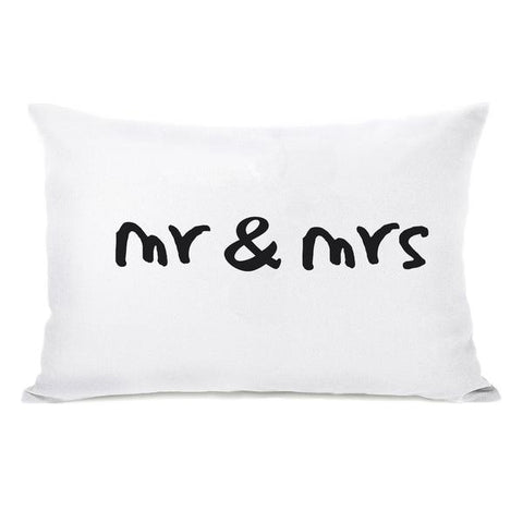 Mr & Mrs Type Throw Pillow by Rachael Hale