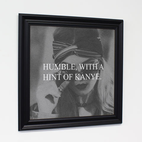 Humble Kanye - Gray 12x12 Black Traditional Framed Canvas by OBC 12 X 12