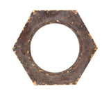 ArtFuzz 3.5 inch X 23.5 inch X 27 inch Bronze Vintage Round Cosmetic Mirror with Hexagon Frame