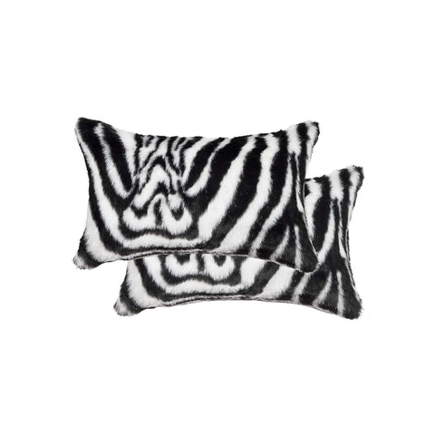 ArtFuzz 12 inch X 20 inch Denton Zebra Black & White Faux 2-Pack Pillow