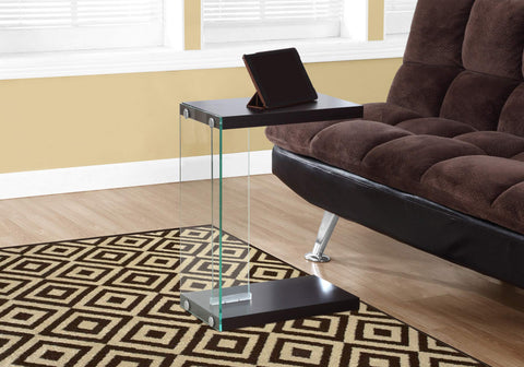 ArtFuzz 24.75 inch Particle Board and Clear Tempered Glass Accent Table