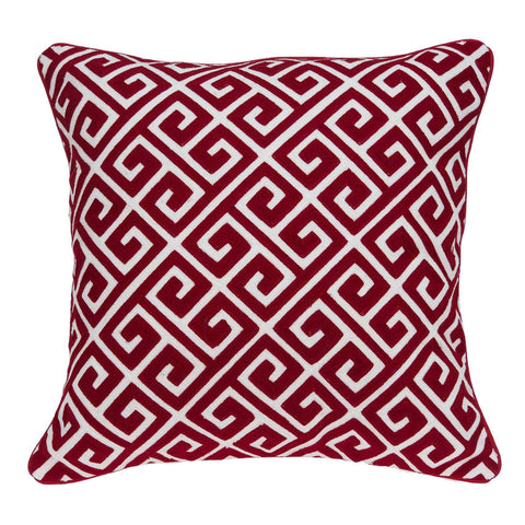 ArtFuzz 20 inch X 7 inch X 20 inch Transitional Red and White Cotton Pillow Cover with Down Insert