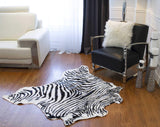 4.25' X 5' Denton Zebra Black and White Faux Hide Area Rug