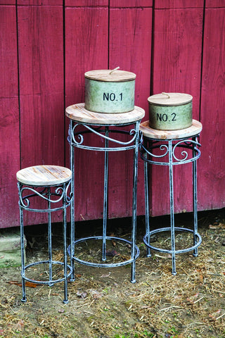 MWW Scroll Round Plant Stand Set of 3