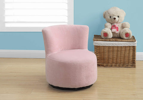 18.5 inch Fuzzy Pink Leather Look, Foam, and Metal Swivel Juvenile Chair