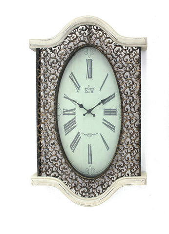ArtFuzz 2.5 inch X 20 inch X 30.5 inch Brown & White Vintage White Wall Clock