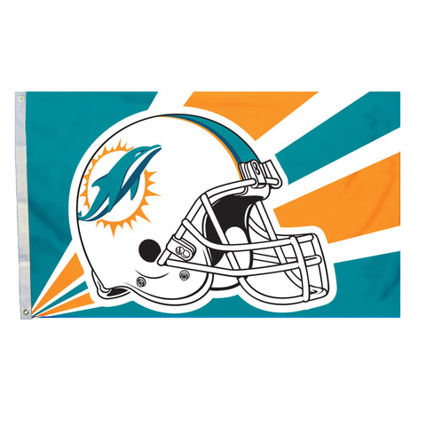 Fremont Die NFL Flag with Grommets, Miami Dolphins, Helmet