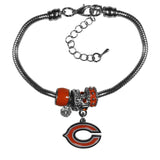 Siskiyou NFL Chicago Bears Womens Euro Bead Bracelet, Orange, 7.5"