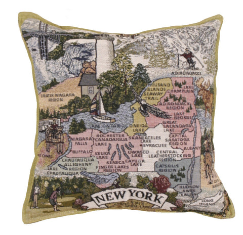 Simply State of New York Tapestry Pillow
