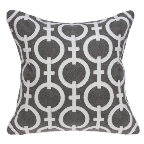 ArtFuzz 20 inch X 0.5 inch X 20 inch Transitional Gray and White Cotton Pillow Cover