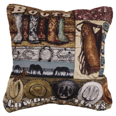Simply Boots, Chaps & Cowboy Hats Tapestry Pillow