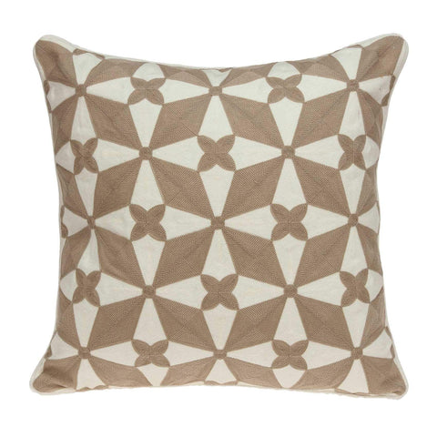 ArtFuzz 20 inch X 7 inch X 20 inch Transitional Beige and White Cotton Pillow Cover with Poly Insert