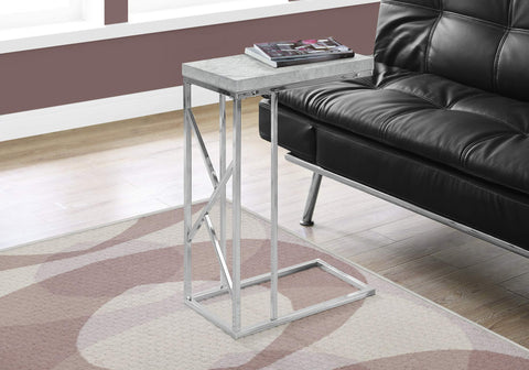ArtFuzz 25.25 inch Grey Cement Particle Board and Chrome Metal Accent Table