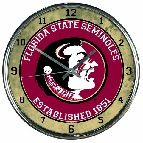 NCAA Florida State Seminoles Chrome Clock