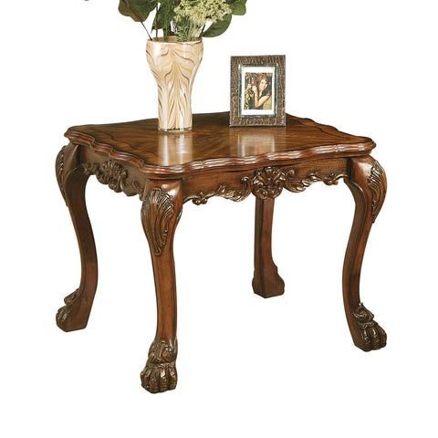 ArtFuzz 28 inch X 28 inch X 24 inch Cherry Oak Wood Poly Resin End Table