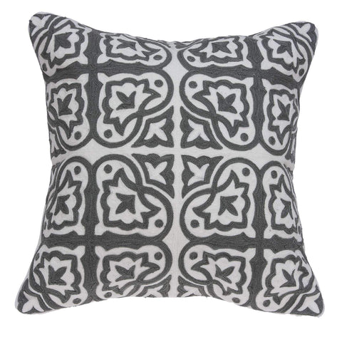 ArtFuzz 20 inch X 0.5 inch X 20 inch Stunning Traditional Gray and White Pillow Cover