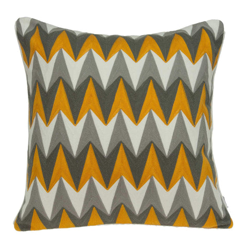 ArtFuzz 20 inch X 0.5 inch X 20 inch Transitional Gray and Orange Cotton Pillow Cover