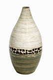 ArtFuzz 20 Spun Bamboo Vase - Bamboo in Distressed White and Green