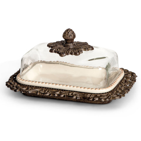 Ceramic Butter Dish with Glass Dome