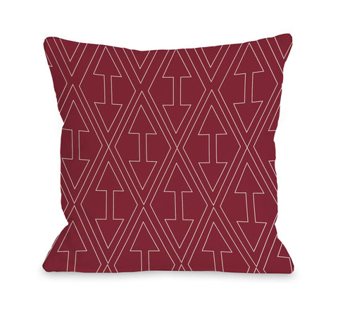 One Bella Casa Arrows & Diamonds - Red Ivory Throw Pillow by OBC 16 X 16