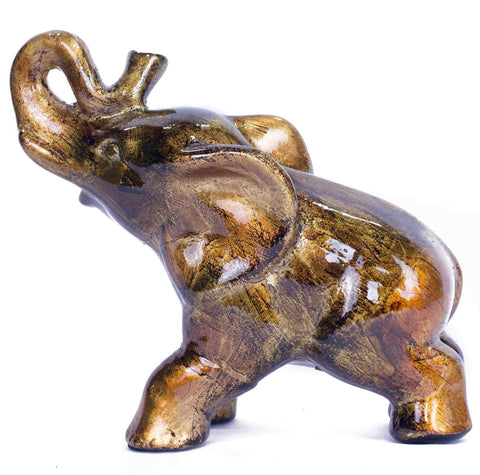 ArtFuzz 8 inch Decorative Ceramic Elephant - Copper, Brown and Orange
