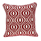 ArtFuzz 20 inch X 7 inch X 20 inch Transitional Red and White Pillow Cover with Down Insert